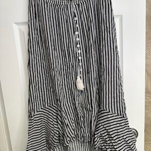 PP Pink Laundry:  Elegant Black and White Striped High-Low Skirt, Medium